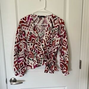 Zara Wrap Geometric Print Top